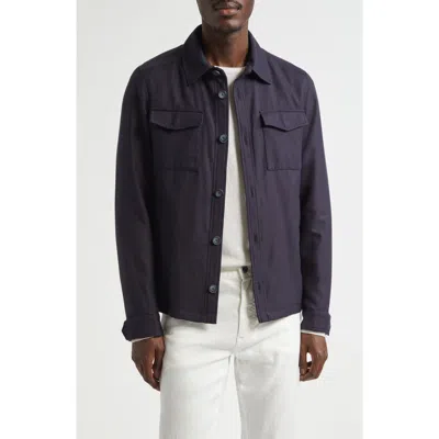 Herno Water Resistant Cotton & Cashmere Blend Shirt Jacket In Black