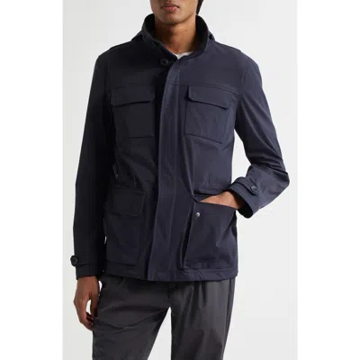 Herno Water Resistant Field Jacket In Navy