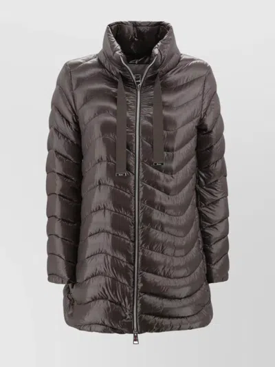 Herno Water-resistant High Collar Jacket In Brown