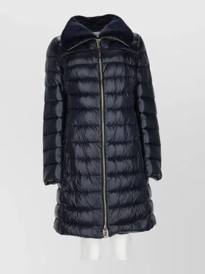 Herno Water Resistant Padded Jacket Faux Fur Collar In Blue
