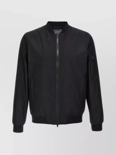 Herno Waterproof Bomber Jacket With Ribbed Details In Black