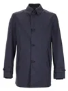 Herno Waterproof Classic Collar Multi Pockets Jacket In Blue