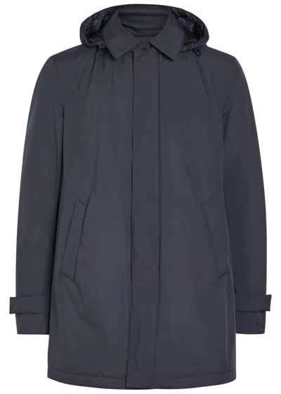Herno Waterproof Padded Hooded Shell Jacket In Dark Blue