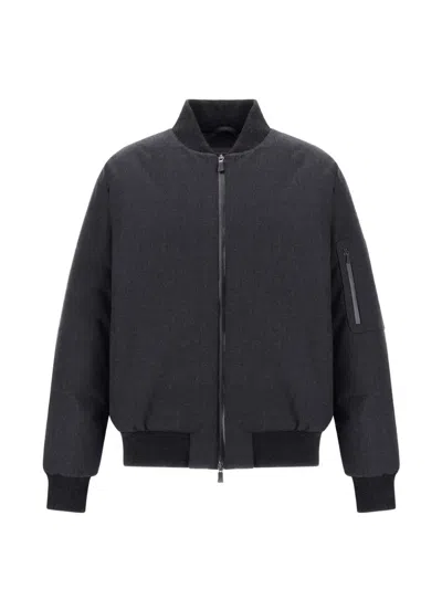 Herno Waterproof Bomber Jacket With Ribbed Details In Black