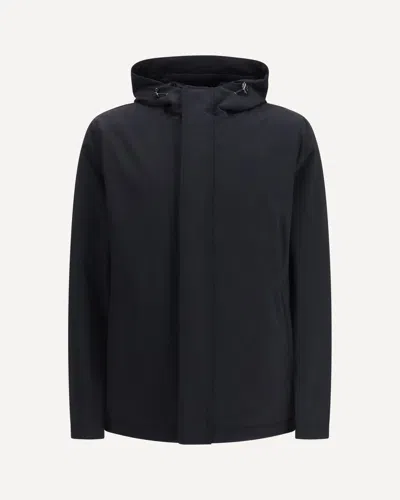 Herno Giacca A Vento In Nylon Idrorepellente Con Cappuccio E Imbottitura In Blue