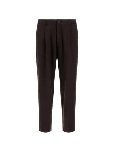 Herno Water-repellent Pleated Tailored Trousers In Brown