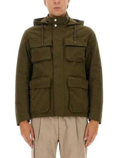 Herno Waxed Cotton Short Parka In Gray
