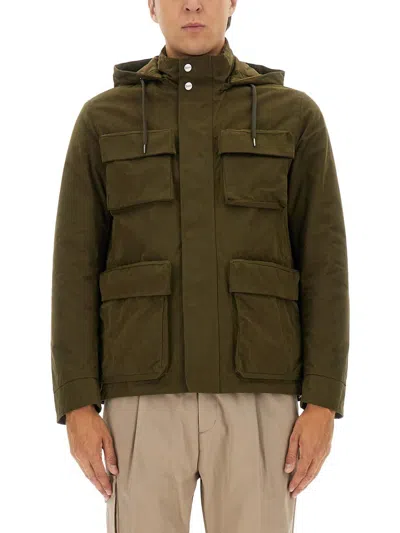 Herno Waxed Cotton Short Parka In Green