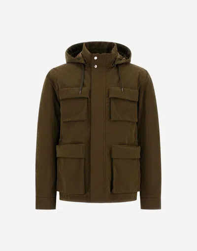 HERNO SHORT PARKA IN WAXED TECH COTTON