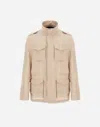 Herno Welsh Linen Field Jacket In Camel