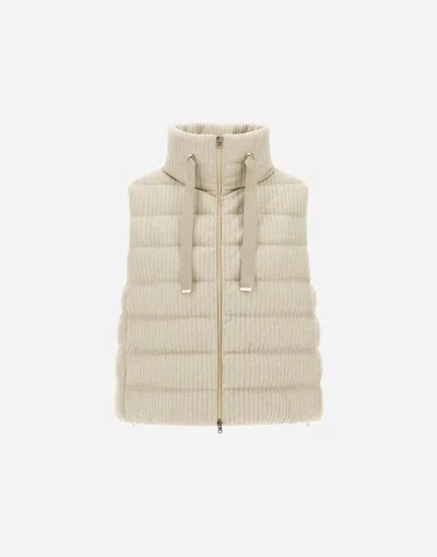 Herno Vest In Shiny Ribbed Knit In Chantilly