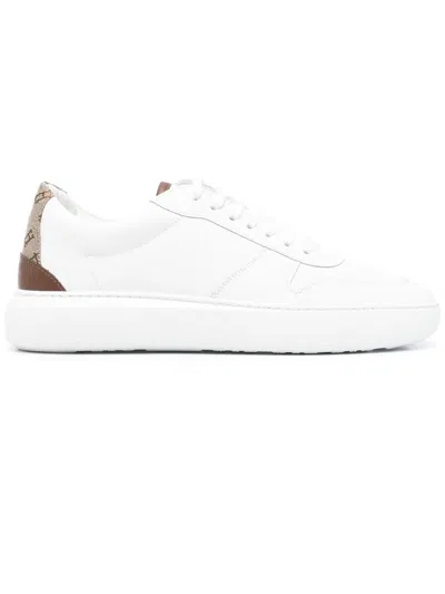 Herno White Calf Leather Sneakers Sneakers In Bianco