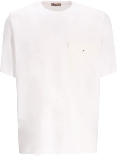Herno White Chest Pocket T-shirt In Animal Print