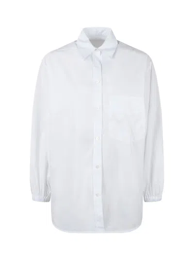 Herno White Cotton Poplin Oversized Shirt With Pointed Collar