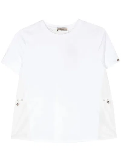 Herno T-shirt In Chic Cotton Jersey And New Techno Taffeta In White