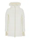 Herno White Down Jacket With Drawstring Hood In Tech Fabric Woman In White