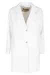 Herno White Long Lapel Pocketed Polyester Coat