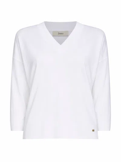 Herno White Lyocell And Cotton Jersey Sweater