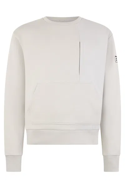 Herno White Minimal Sweatshirt With Functional Pocket
