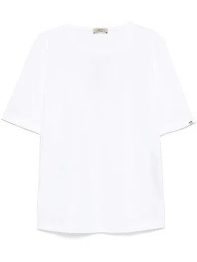 HERNO WHITE MONOGRAM COTTON T-SHIRT