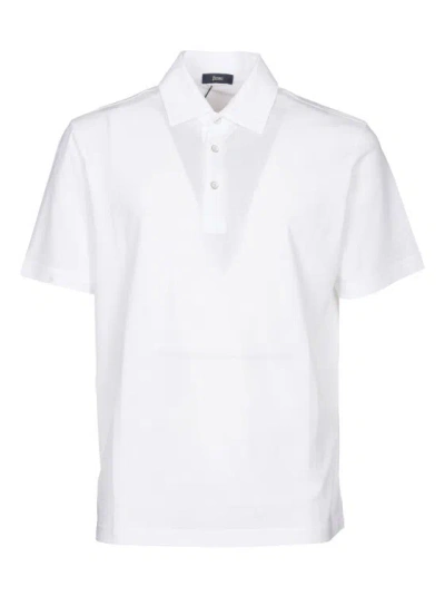 Herno White Polo Shirt In Lightweight Voile Crêpe Jersey