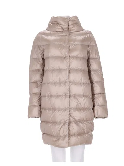 Herno White Polyamide Quilted Down Coat In Brown
