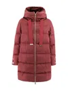 Herno White Puffer Jacket With High Collar In Red
