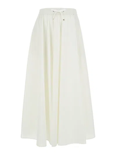 Herno White Skirt With Elastic Waist With Drawstring And Flared Design In Tech Fabric Woman In Blue