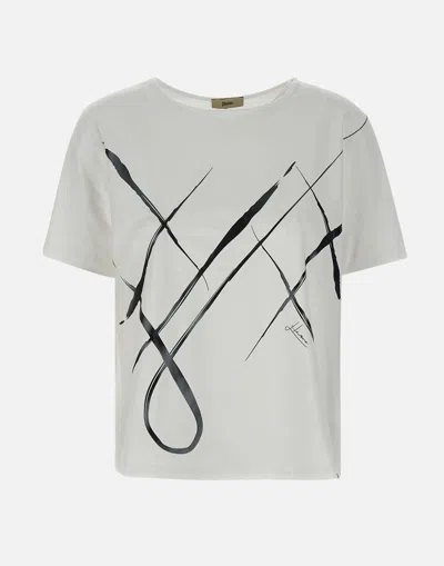 HERNO HERNO WHITE STRETCH JERSEY T SHIRT
