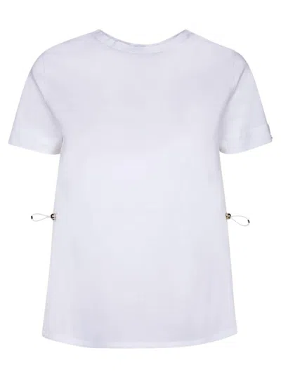 Herno White T-shirt With Drawstring And Cut-out In Cotton Woman