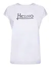 Herno White T-shirt With Logo On The Front Decorated With Studs In Cotton Woman In White