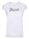 Herno White T-shirt With Logo On The Front Decorated With Studs In Cotton Woman In White