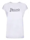 Herno White T-shirt With Logo On The Front Decorated With Studs In Cotton Woman