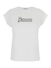 Herno White T-shirt With Logo On The Front Decorated With Studs In Cotton Woman In Multicolor