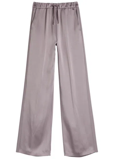 Herno Wide-leg Crepe De Chine Trousers In Purple