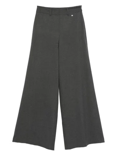 HERNO WIDE-LEG GRAY TROUSERS WITH HIGH WAIST