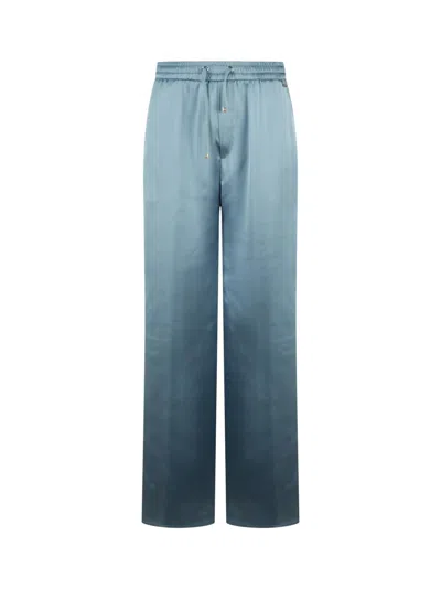 Herno Wide Leg Satin Trousers With Grosgrain Drawstring