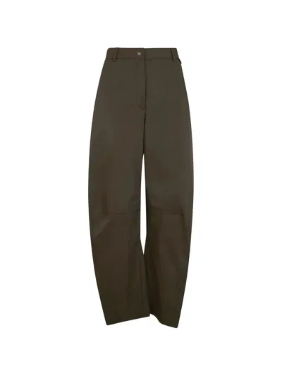 Herno Tailored Wide Leg Trousers Back Side Pockets In Green