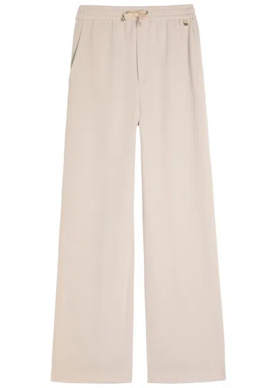 Herno Wide-leg Crepe Trousers In Neutral