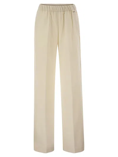 Herno Wide-leg Flannel-effect Trousers With Elasticated Waistband In Neutral