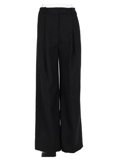 Herno Wide-leg Trousers With High Waist And Tailored Finish In Black