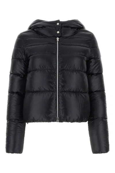 Herno Black Hooded Down Jacket In Nylon Woman