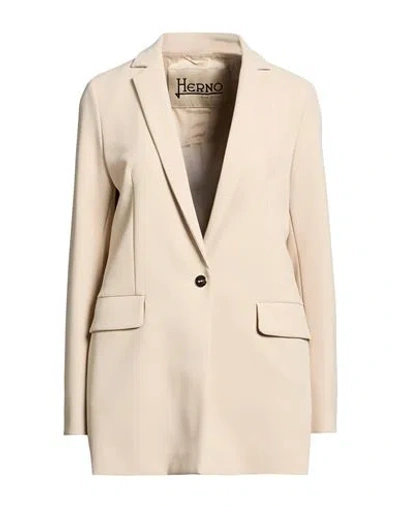 Herno Woman Blazer Beige Size 8 Polyester, Elastane In Brown