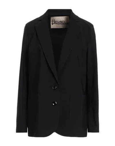 Herno Woman Blazer Black Size 12 Polyamide, Elastane