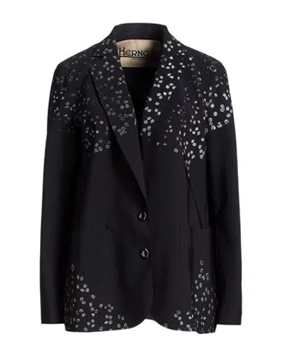 Herno Woman Blazer Black Size 6 Polyamide, Elastane