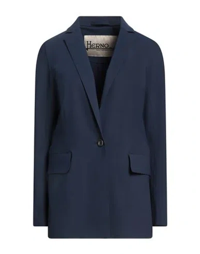 HERNO HERNO WOMAN BLAZER NAVY SIZE 6 POLYAMIDE, ELASTANE
