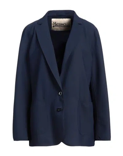 Herno Woman Blazer Navy Size 8 Polyamide, Elastane In Blue