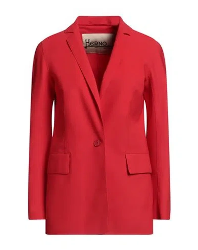 Herno Woman Blazer Red Size 6 Polyamide, Elastane