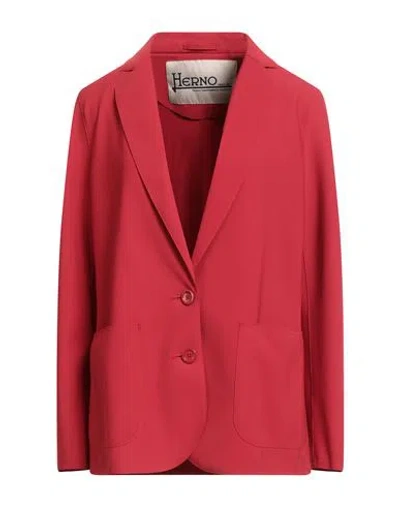 Herno Woman Blazer Red Size 8 Polyamide, Elastane