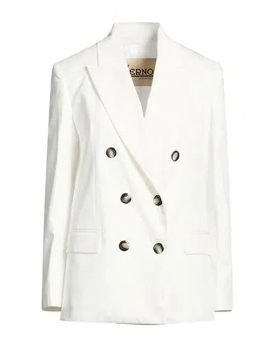 Herno Woman Blazer White Size 0 Linen, Cotton, Elastane In Multi
